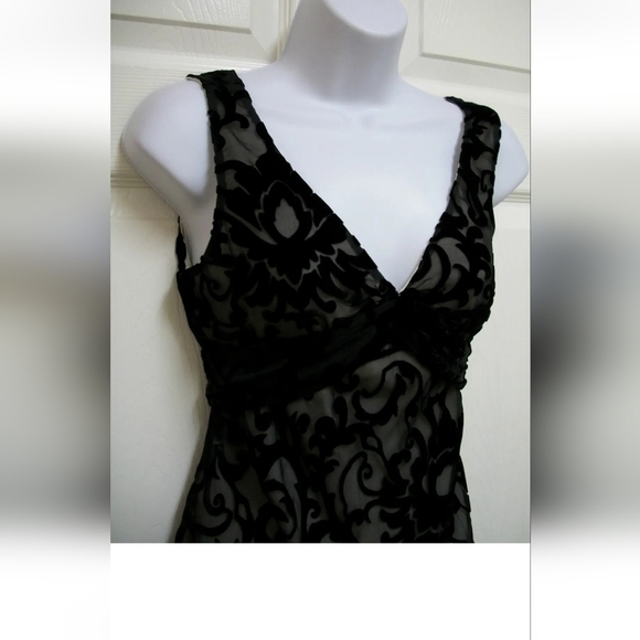 TAPEMEASURE BLACK VELVET BURNOUT VERSATILE LONG TIE SASH SLEEVELESS TOP 6 - Picture 5 of 11